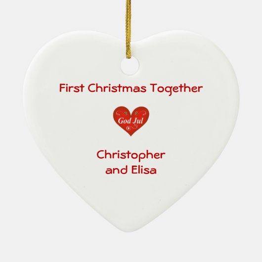 初めてのクリスマスは一緒にスウェーデン人のDalaの馬に日付を記入しました セラミックオーナメント (裏面)