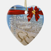 初めてのクリスマスは一緒に2013オーナメントを浜に引き上げます セラミックオーナメント (右)