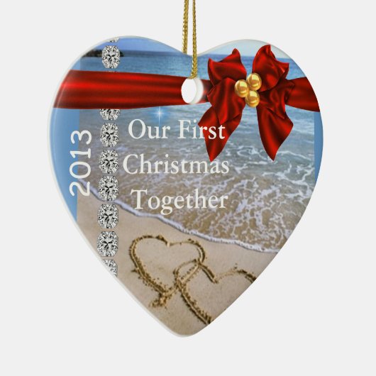 初めてのクリスマスは一緒に2013オーナメントを浜に引き上げます セラミックオーナメント (右)