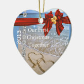 初めてのクリスマスは一緒に2013オーナメントを浜に引き上げます セラミックオーナメント (左)