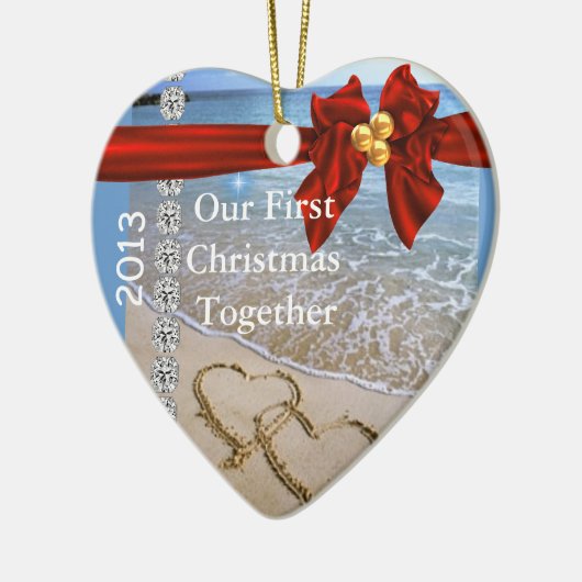 初めてのクリスマスは一緒に2013オーナメントを浜に引き上げます セラミックオーナメント (左)