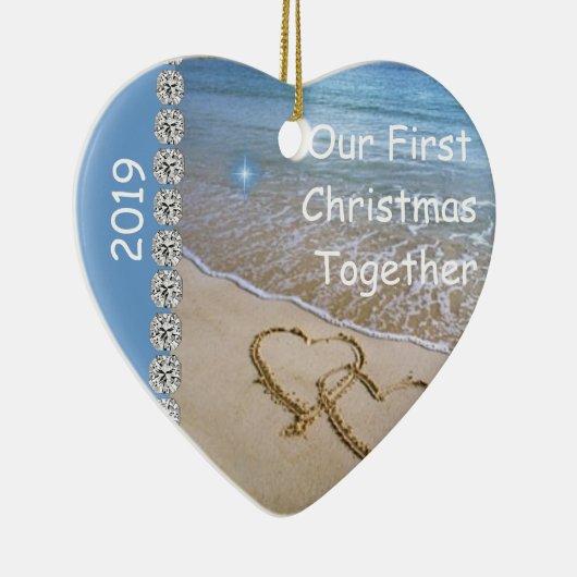 初めてのクリスマスは一緒に2019年のカスタムなORNAMENを浜に引き上げます セラミックオーナメント (右)
