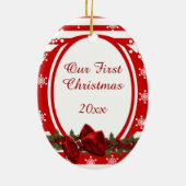 初めてのクリスマスは個人化なります セラミックオーナメント (裏面)