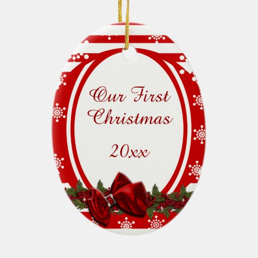 初めてのクリスマスは個人化なります セラミックオーナメント (裏面)