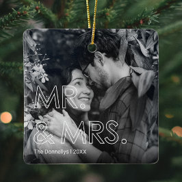 初めてのクリスマスは写真のMr & Mrs. セラミックオーナメント