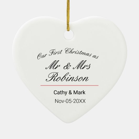 初めてのクリスマスは夫妻 セラミックオーナメント (裏面)