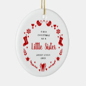 初めてのクリスマスは妹の名パーソナライズされた前 セラミックオーナメント (右)