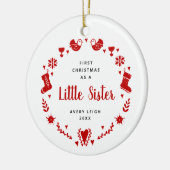 初めてのクリスマスは妹の名パーソナライズされた前 セラミックオーナメント (左)