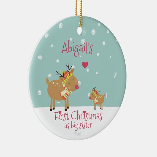 初めてのクリスマスは姉として可愛いトナカイ セラミックオーナメント (右)