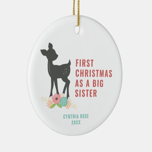 初めてのクリスマスは姉の子鹿パーソナライズされただ セラミックオーナメント (右)