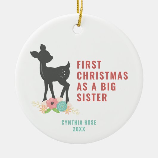 初めてのクリスマスは姉の子鹿パーソナライズされただ セラミックオーナメント (正面)
