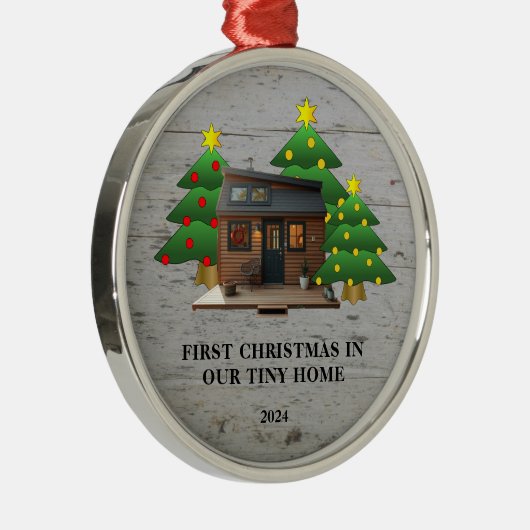 初めてのクリスマスは我々の小さな家の田舎の メタルオーナメント (右)