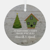 初めてのクリスマスは我々の新しいホームウッドバードハウス ガラスオーナメント (裏面)