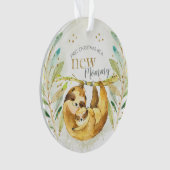 初めてのクリスマスは新しいママかパパのナマケモノ オーナメント (正面)