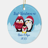 初めてのクリスマスは新生児の祖父母ギフト セラミックオーナメント (左)