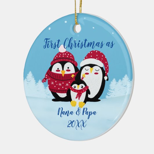 初めてのクリスマスは新生児の祖父母ギフト セラミックオーナメント (左)