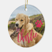 初めてのクリスマスは永遠に家の犬の写真名 セラミックオーナメント (左)