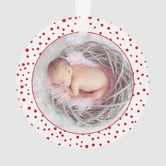 初めてのクリスマスは祖父母の車と赤い写真 オーナメント (裏面)