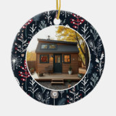 初めてのクリスマスは私たちのTiny Home写真 セラミックオーナメント (正面)