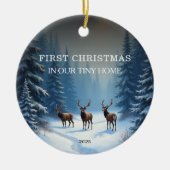 初めてのクリスマスは私たちのTiny Home写真 セラミックオーナメント (正面)