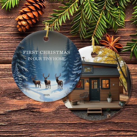 初めてのクリスマスは私たちのTiny Home写真 セラミックオーナメント