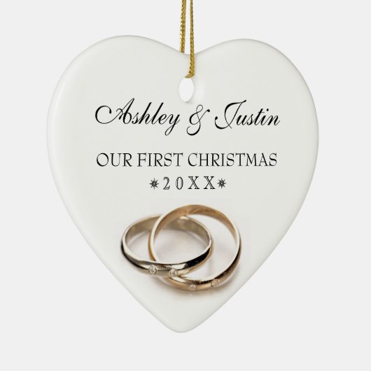 初めてのクリスマスは結婚指輪を編みました セラミックオーナメント (右)