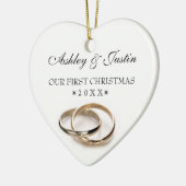 初めてのクリスマスは結婚指輪を編みました セラミックオーナメント (左)