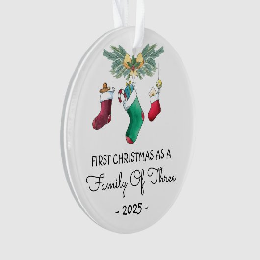 初めてのクリスマスは2025年3人の家族として オーナメント (正面)