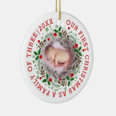 初めてのクリスマスは3つのリース写真の家族として セラミックオーナメント (右)