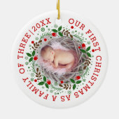 初めてのクリスマスは3つのリース写真の家族として セラミックオーナメント (裏面)