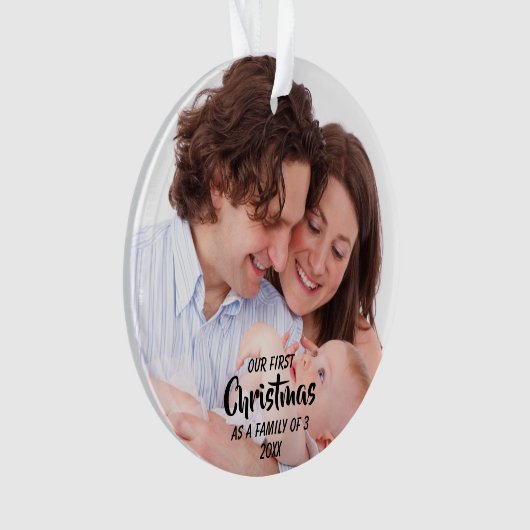 初めてのクリスマスは3人の家族として オーナメント (正面)