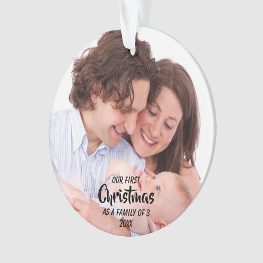 初めてのクリスマスは3人の家族として オーナメント (正面)