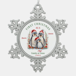 初めてのクリスマスは3人の家族として スノーフレークピューターオーナメント