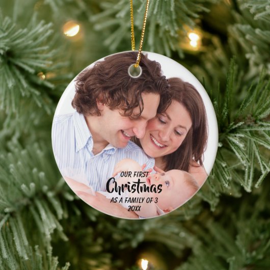 初めてのクリスマスは3人の家族として セラミックオーナメント (ツリー)