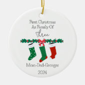 初めてのクリスマスは3人の家族として セラミックオーナメント (正面)