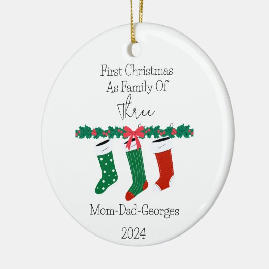初めてのクリスマスは3人の家族として セラミックオーナメント (左)