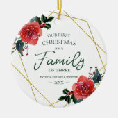 初めてのクリスマスは3人の家族として セラミックオーナメント (正面)