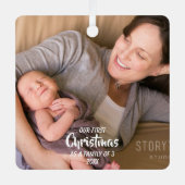 初めてのクリスマスは3人の家族として メタルオーナメント (正面)