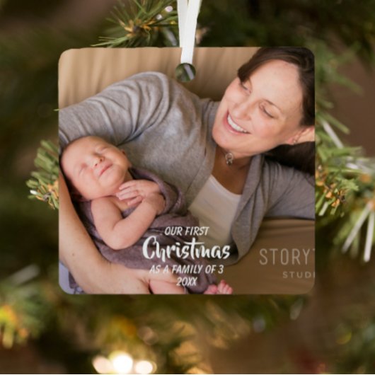 初めてのクリスマスは3人の家族として メタルオーナメント