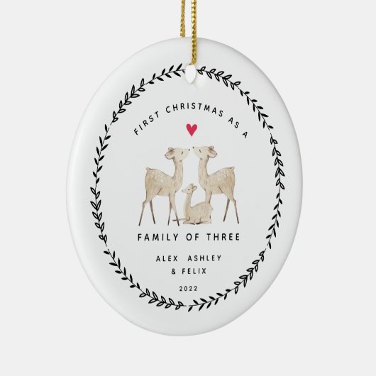 初めてのクリスマスは3匹の鹿の家族 セラミックオーナメント (右)
