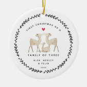 初めてのクリスマスは3匹の鹿の家族 セラミックオーナメント (正面)