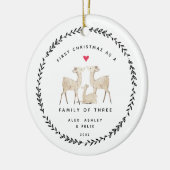初めてのクリスマスは3匹の鹿の家族 セラミックオーナメント (左)