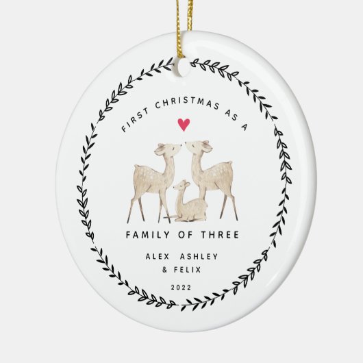 初めてのクリスマスは3匹の鹿の家族 セラミックオーナメント (左)