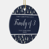 初めてのクリスマスは3青のファミリーパーソナライズされたとして セラミックオーナメント (右)