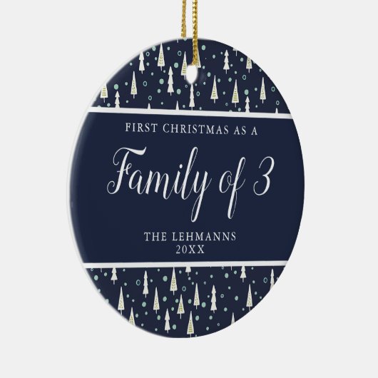初めてのクリスマスは3青のファミリーパーソナライズされたとして セラミックオーナメント (右)