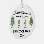 初めてのクリスマスは4つの水色の家族 セラミックオーナメント (右)