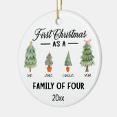 初めてのクリスマスは4つの水色の家族 セラミックオーナメント (左)