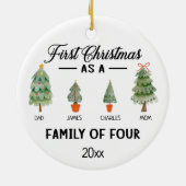 初めてのクリスマスは4つの水色の家族 セラミックオーナメント (裏面)