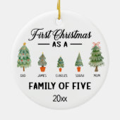 初めてのクリスマスは5つの水色の家族 セラミックオーナメント (裏面)
