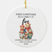 初めてのクリスマスは5人の家族を持つ セラミックオーナメント (裏面)